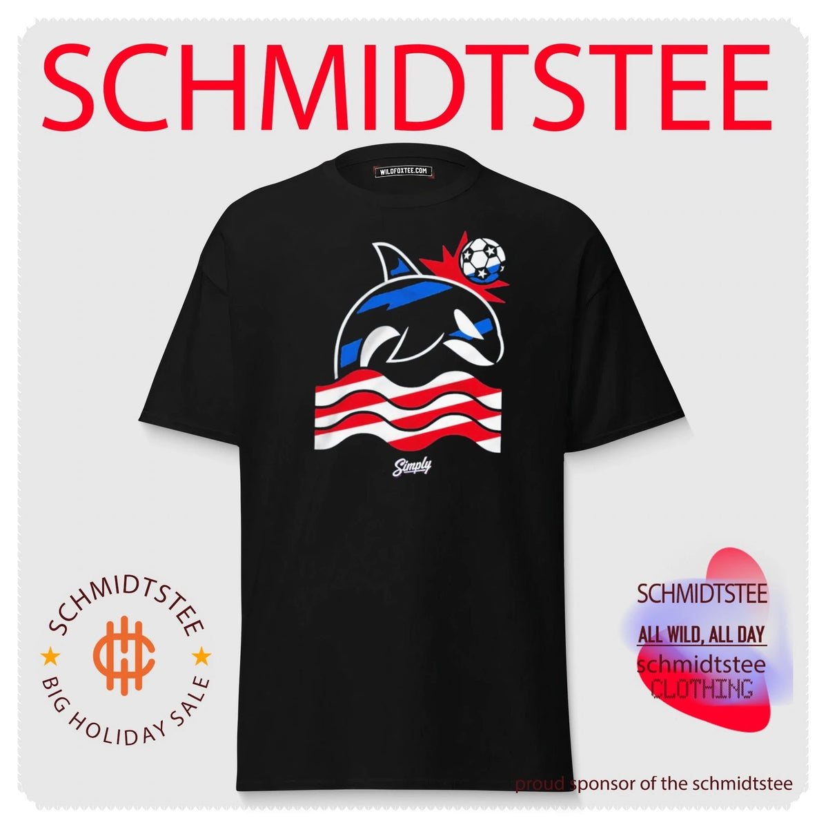 Simply Wild Whale Stars and Stripes Soccer shirt