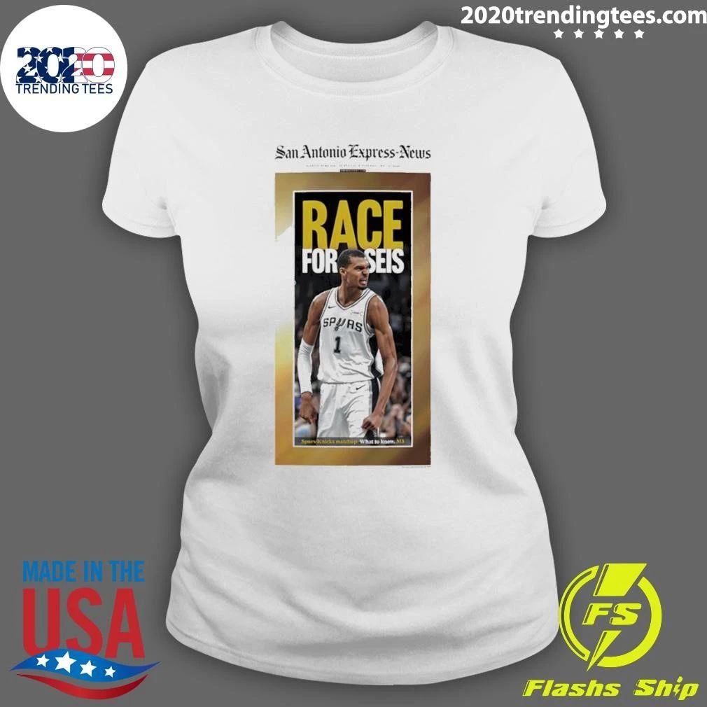 Wembanyama San Antonio Spurs Express News Basketball Race For Seis Shirt