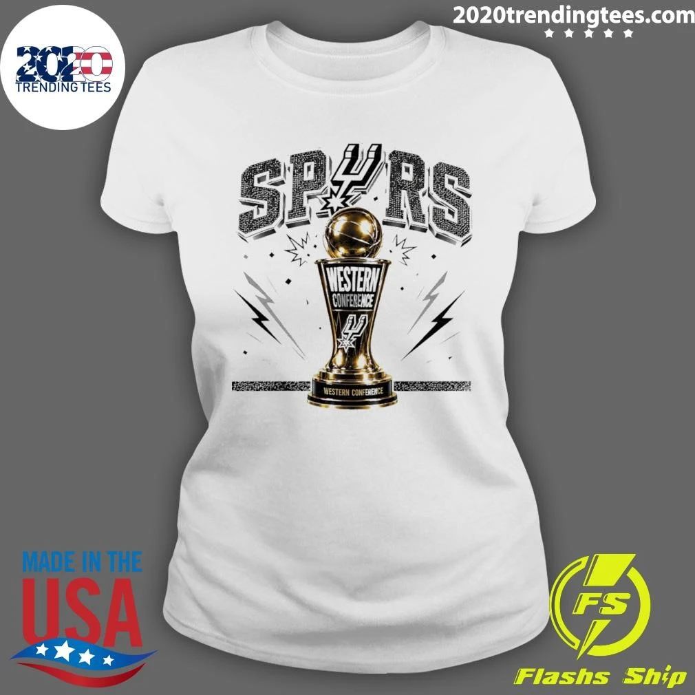 Antonio Spurs Western Conference Trophy Basketball Gold Logo Team Apparel Shirt