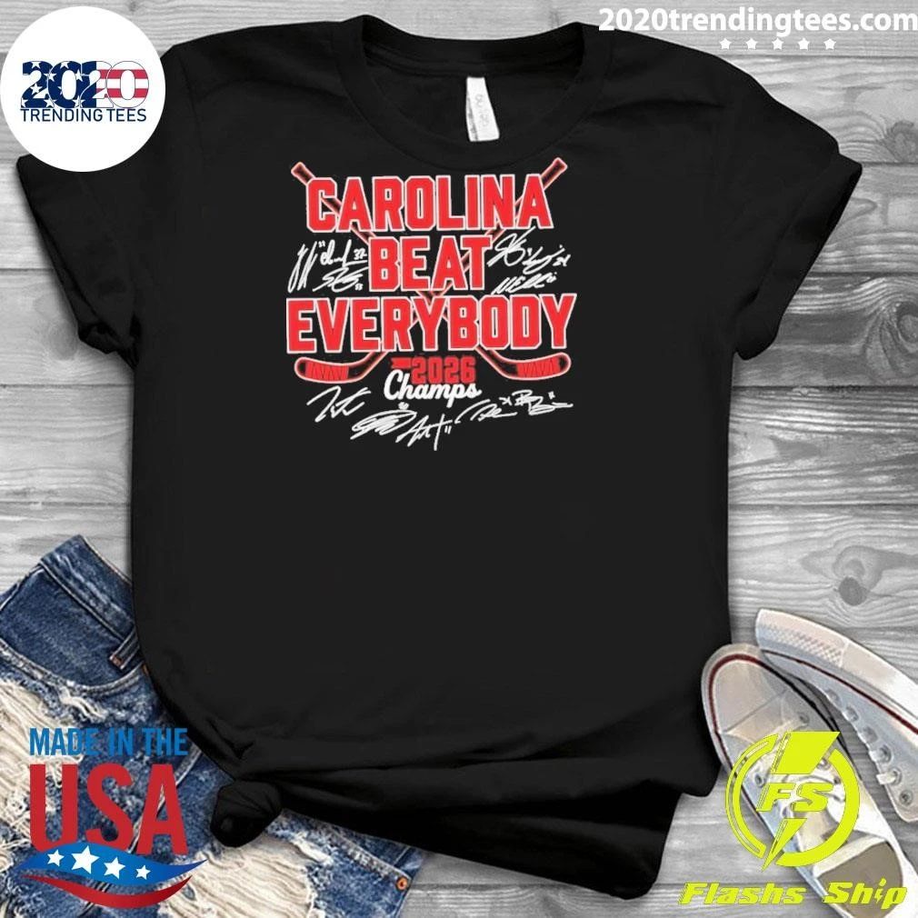 Carolina Hurricanes Beat Everybody 2026 Champions Signatures Shirt