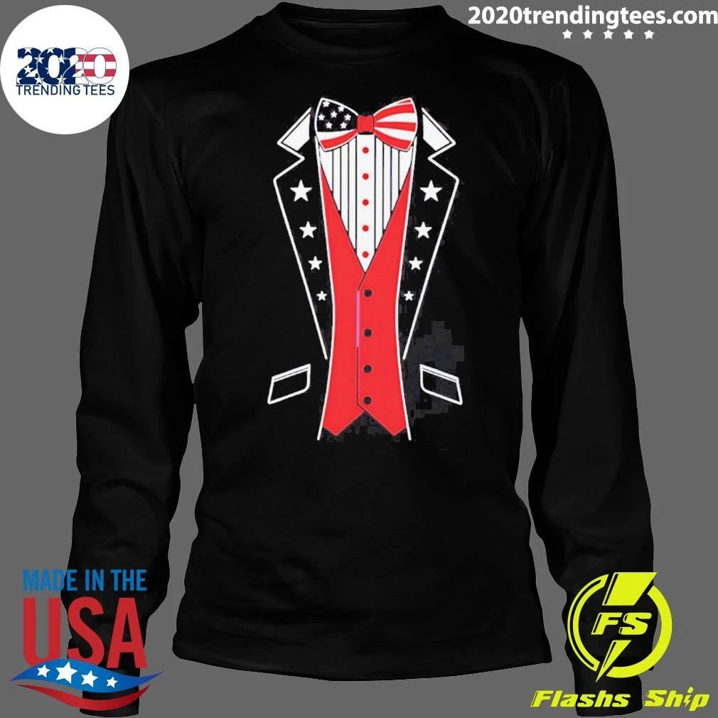 Patriotic American Flag Tuxedo Fourth Of July Shirt