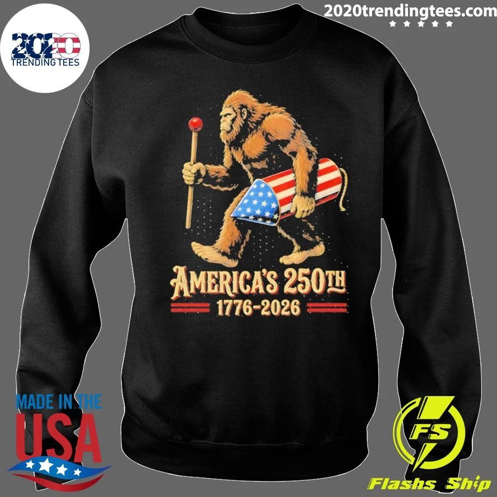 Bigfoot Carrying Patriotic Rocket With America’s 250th 1776 2026 Shirt