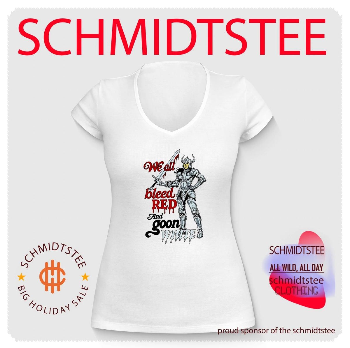 Monster knight we all bleed red and goon white shirt