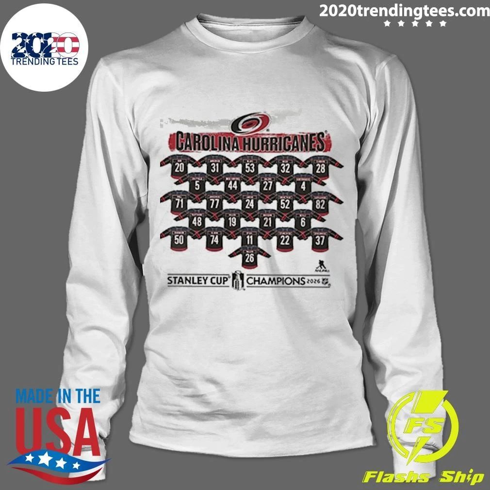 Carolina Hurricanes 2026 Stanley Cup Champions Roster V-neck 2 Sided Shirt