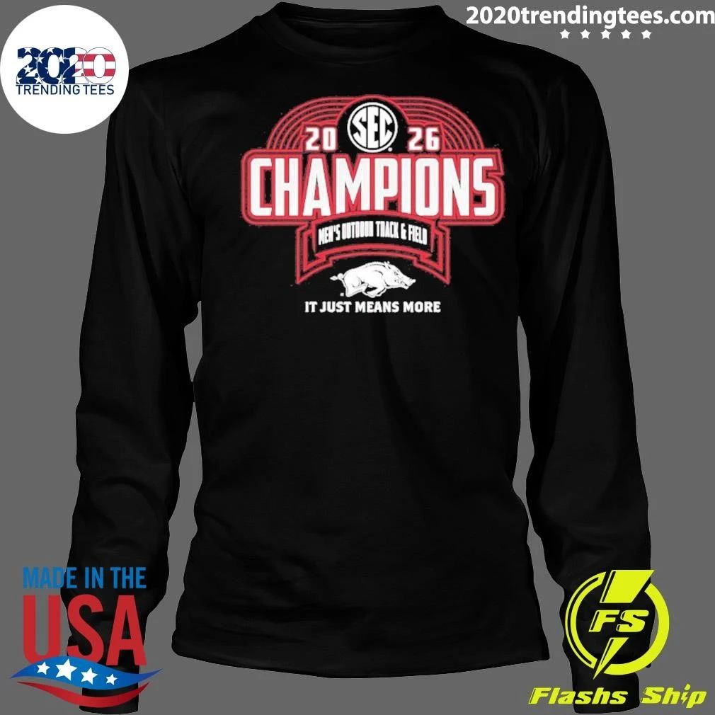 Arkansas Razorbacks 2026 SEC Outdoor Track and Field Champions Celebration Shirt