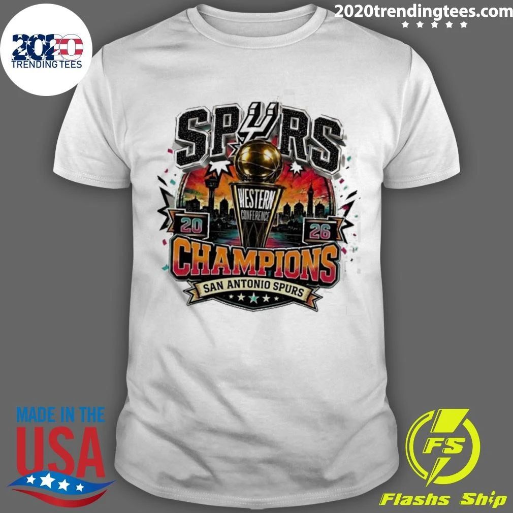 San Antonio Spurs Western Conference Champions 2026 Basketball Gold Trophy Shirt