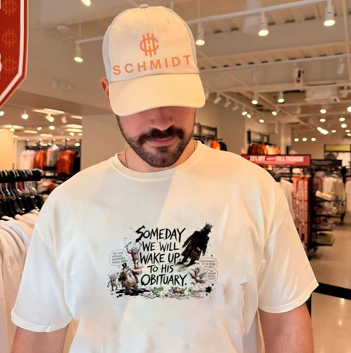 Someday we will wake up to his obituary paint shirt