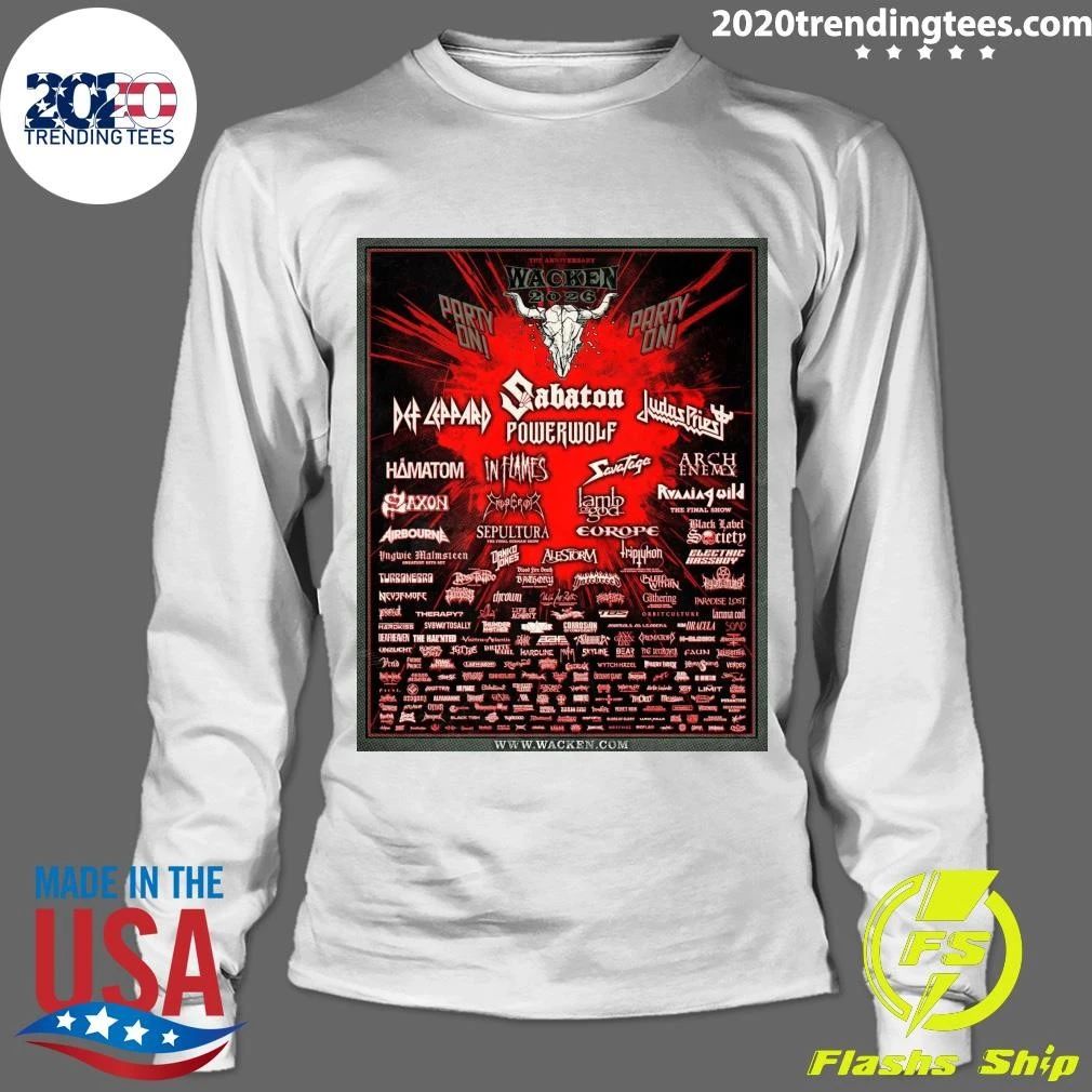 Wacken Open Air 2026 Festival The Anniversary Full Lineup In Wacken Germany From July 29 To August 1 2026 Shirt