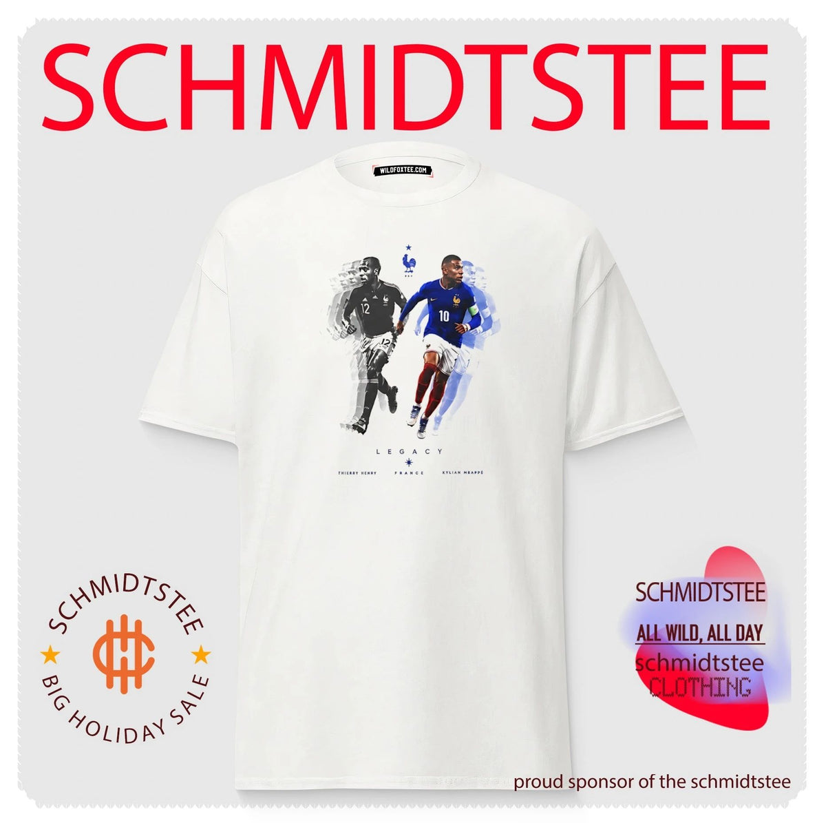 Kylian Mbappe and Thierry Henry dynamic Legacy illustration shirt