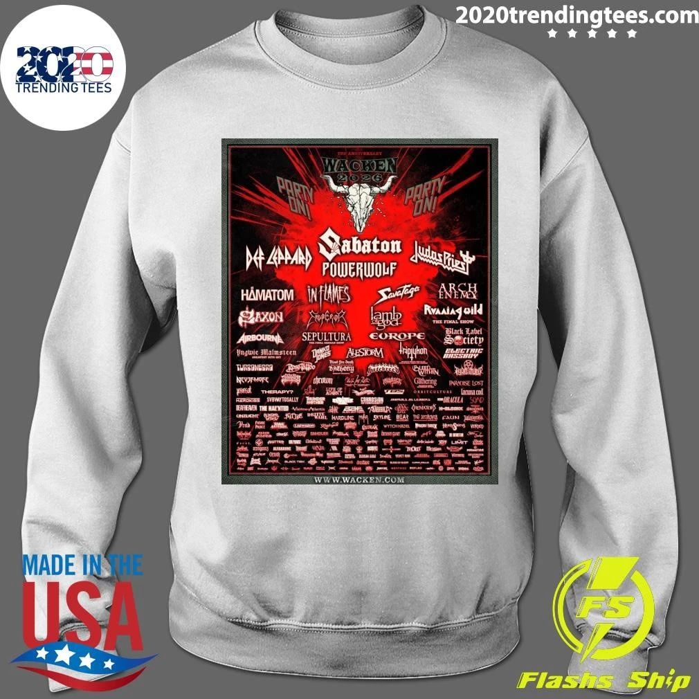 Wacken Open Air 2026 Festival The Anniversary Full Lineup In Wacken Germany From July 29 To August 1 2026 Shirt