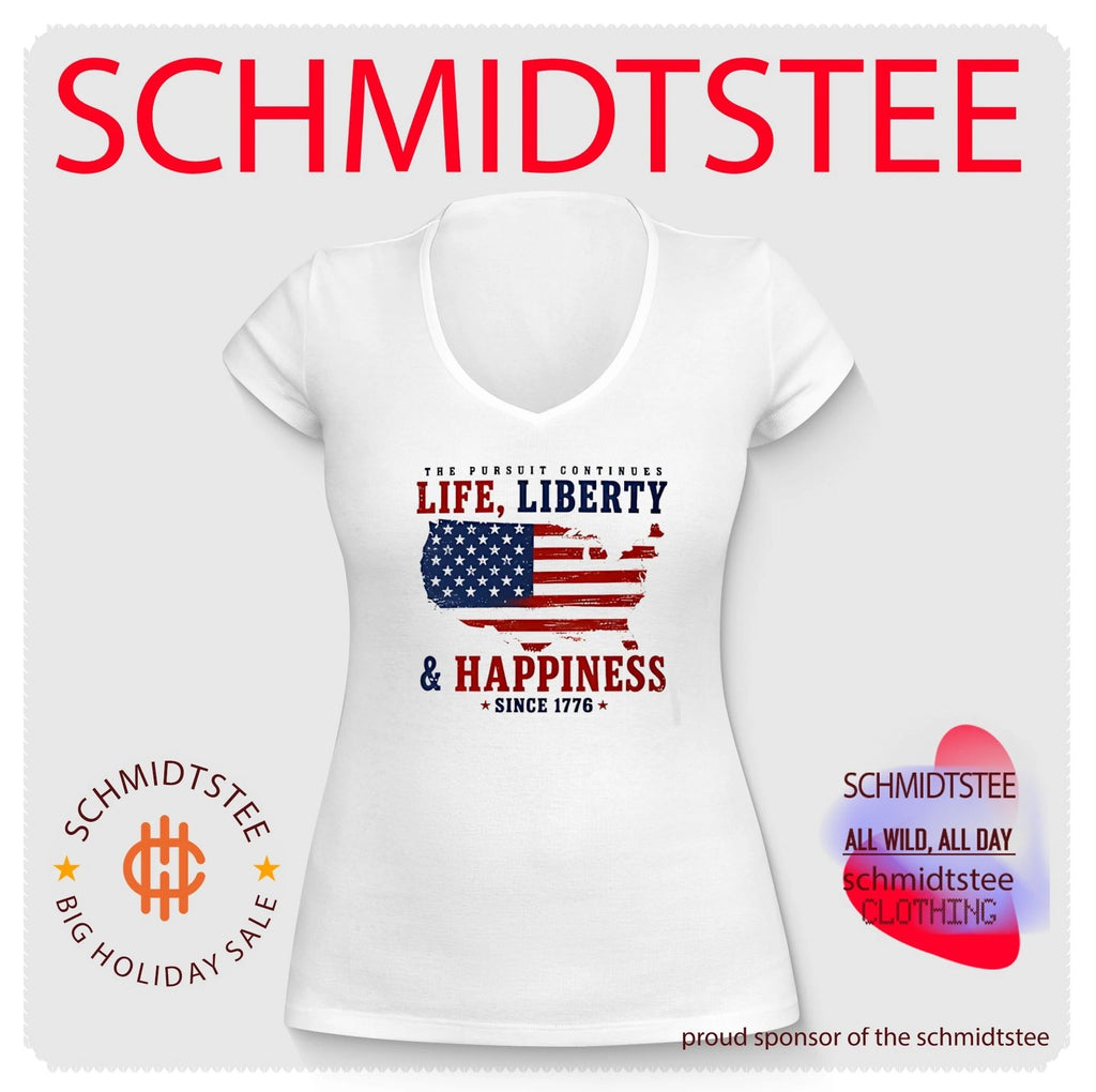 The pursuit continues life liberty and happiness since 1776 America flag shirt