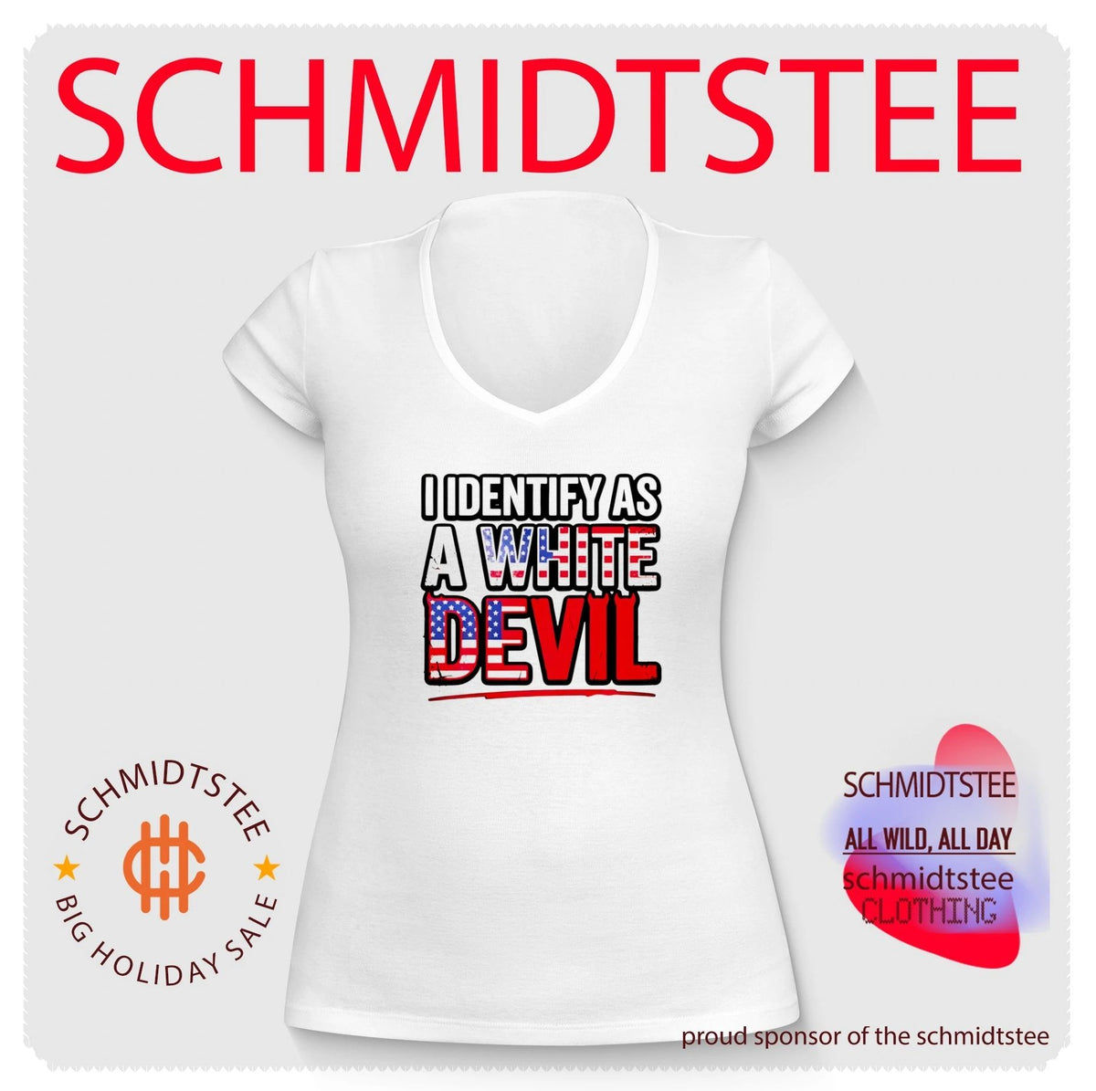 I Identify As A White Devil USA flag shirt