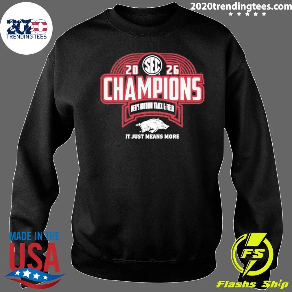 Arkansas Razorbacks 2026 SEC Outdoor Track and Field Champions Celebration Shirt