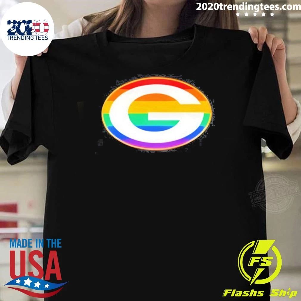 Green Bay Packers Rainbow Pride Fan Gear With G Logo Football Sports Team Shirt