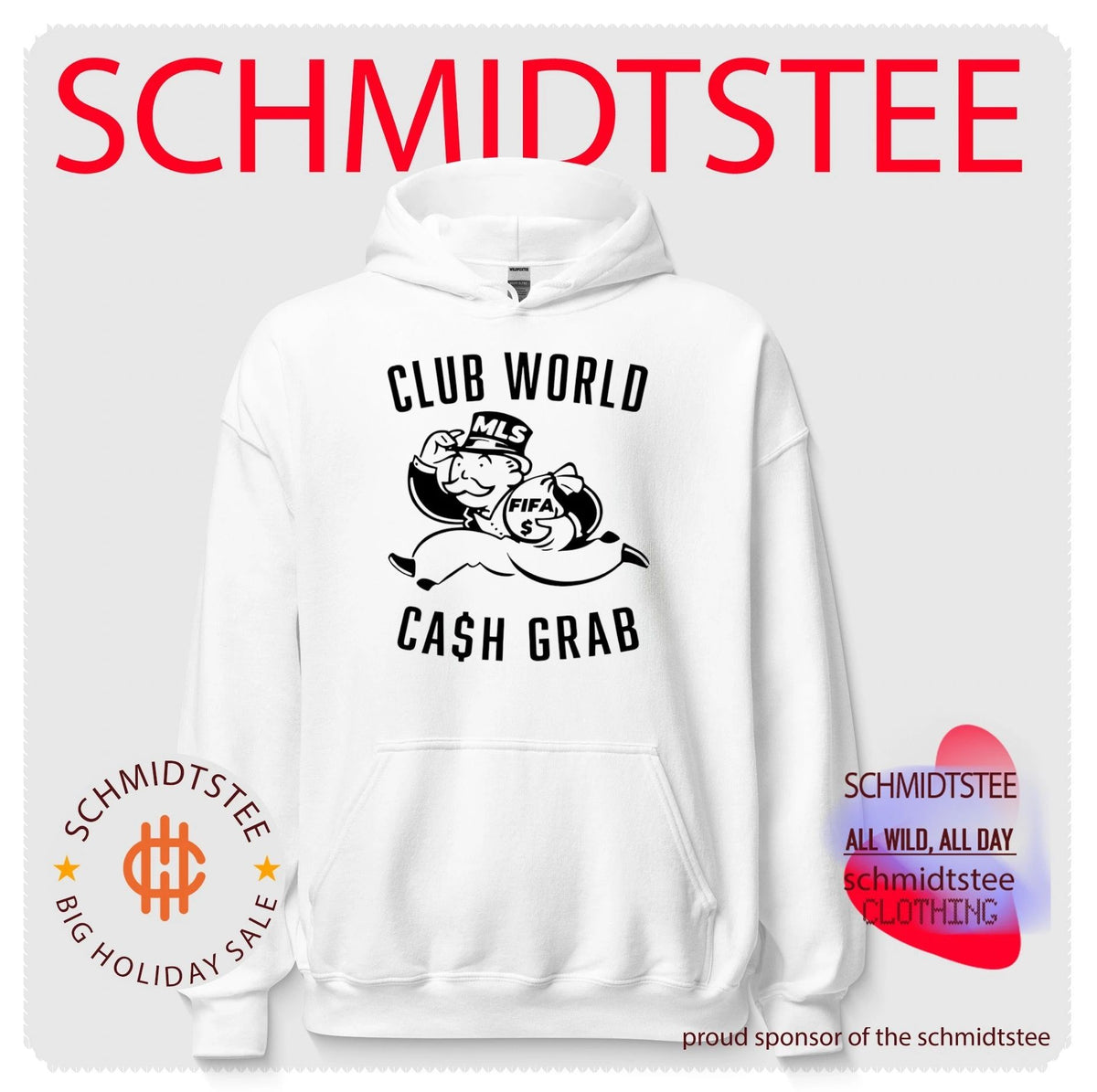 FIFA Club World Cash Grab Monopoly Guy MLS Soccer shirt
