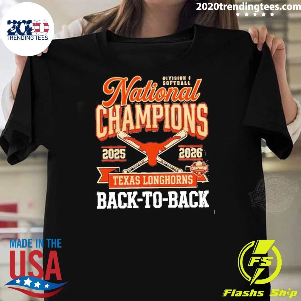 Texas Longhorns National Champs Division I Softball Back to Back 2025-2026 Shirt