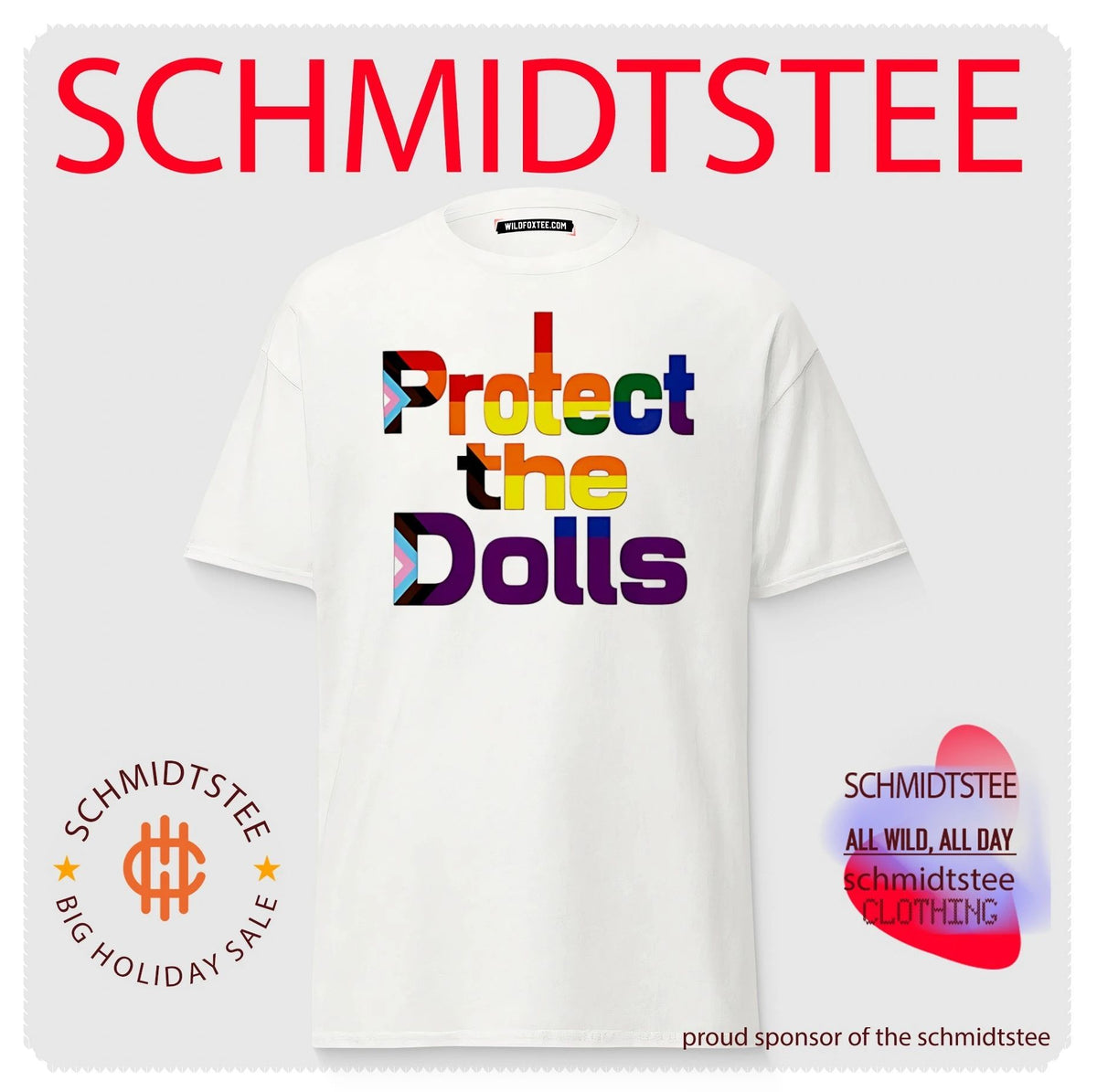 Protect the Dolls simple text rainbow shirt