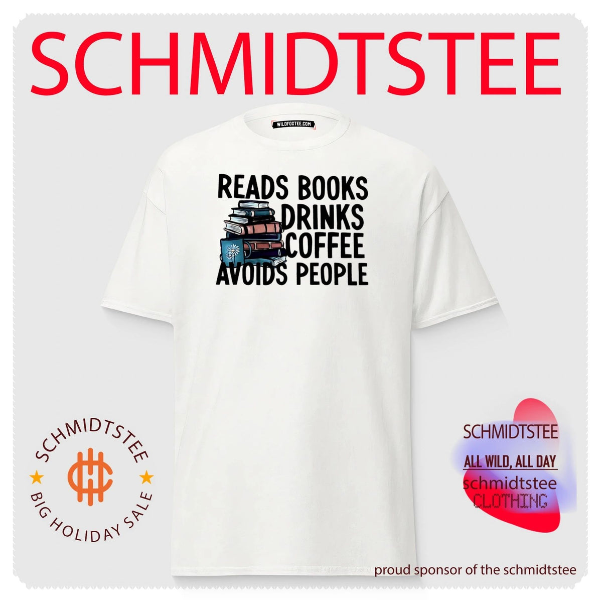 Reads books drinks coffee avoids people graphic shirt