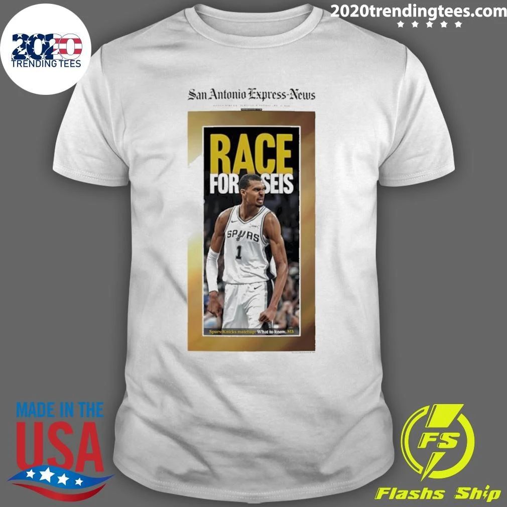 Wembanyama San Antonio Spurs Express News Basketball Race For Seis Shirt