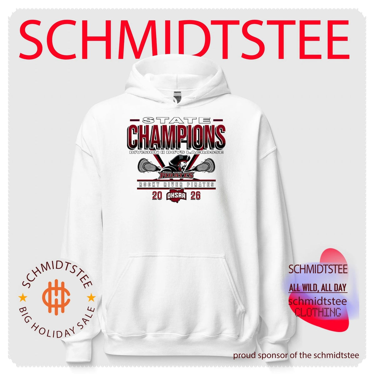 Rocky River Pirates 2026 OHSAA Boys Lacrosse D2 State Champions shirt