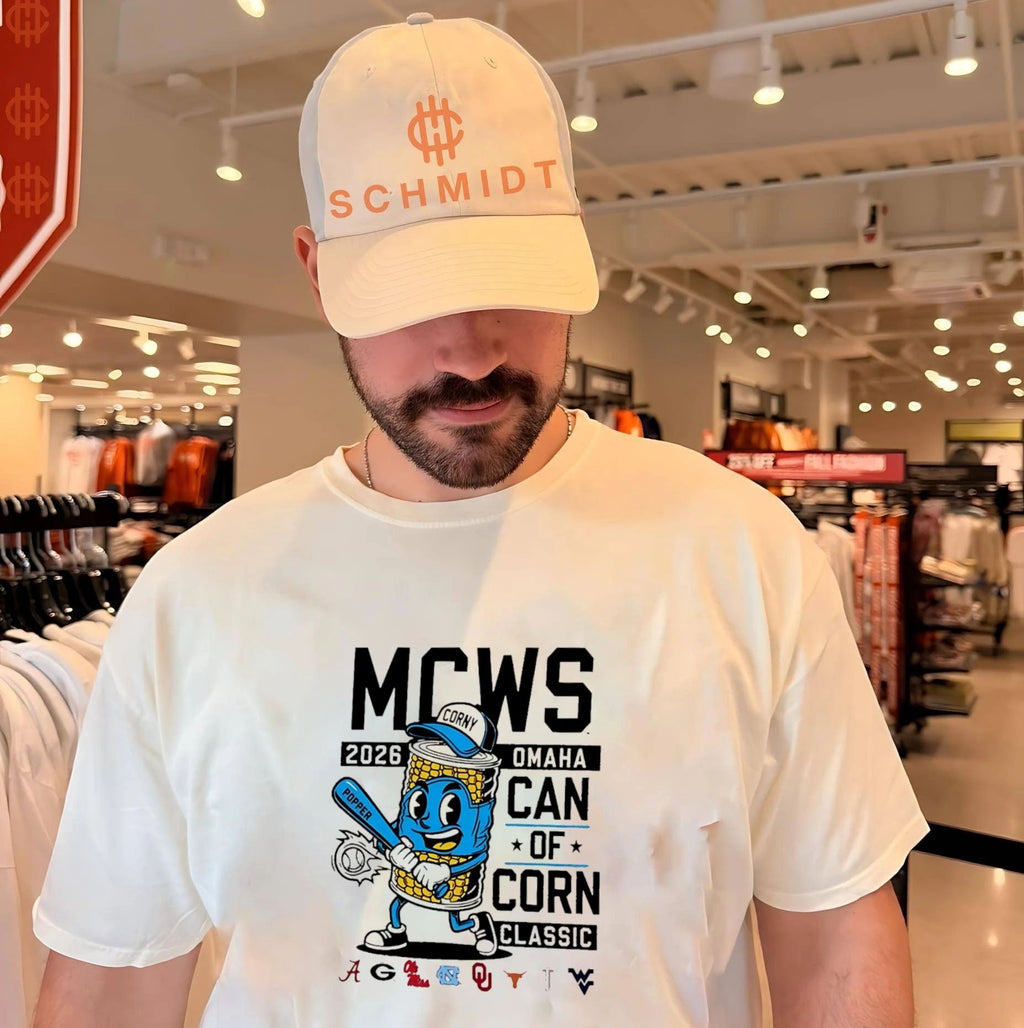 2026 Men’s College World Series 8 Team Can Of Corn logos shirt