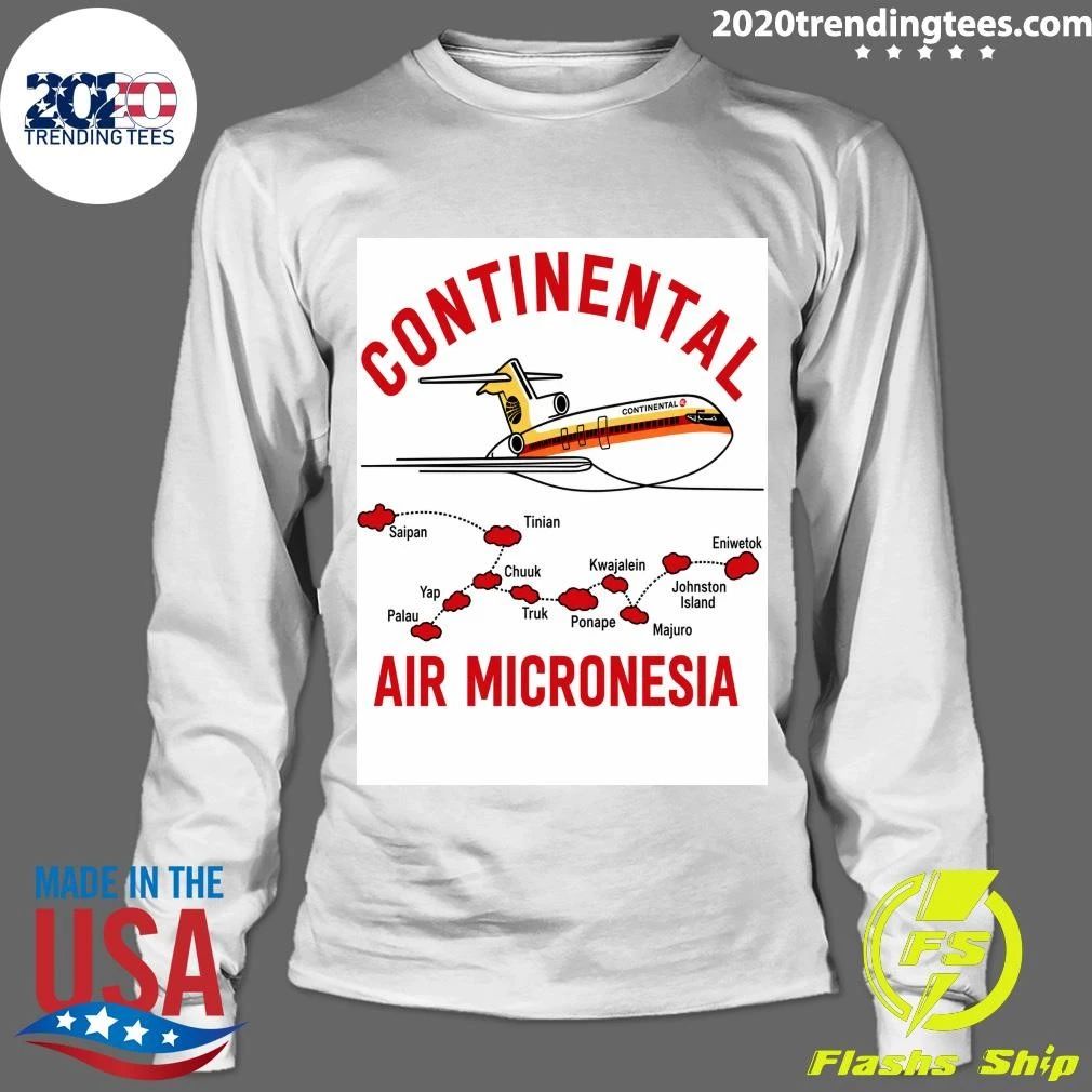 Boeing 727 Continental Air Micronesia Airplane And Route Map Vintage Shirt