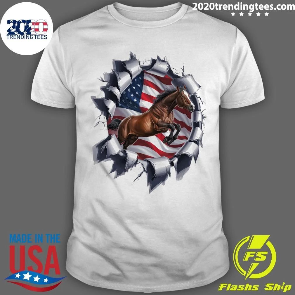 Horse with USA Flag Shirt