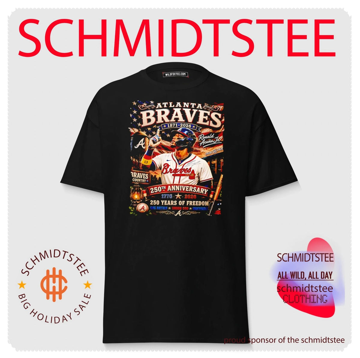 Atlanta Braves 1871-2026 250th Anniversary 250 years of freedom Ronald Acuna Jr portrait vintage shirt