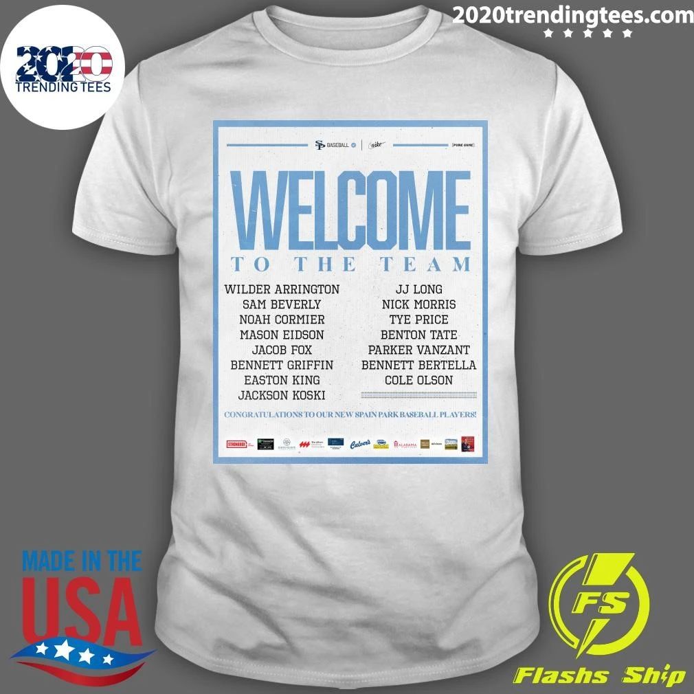 Welcome To The Team Congratulations To Our New Spain Park Baseball Players Shirt