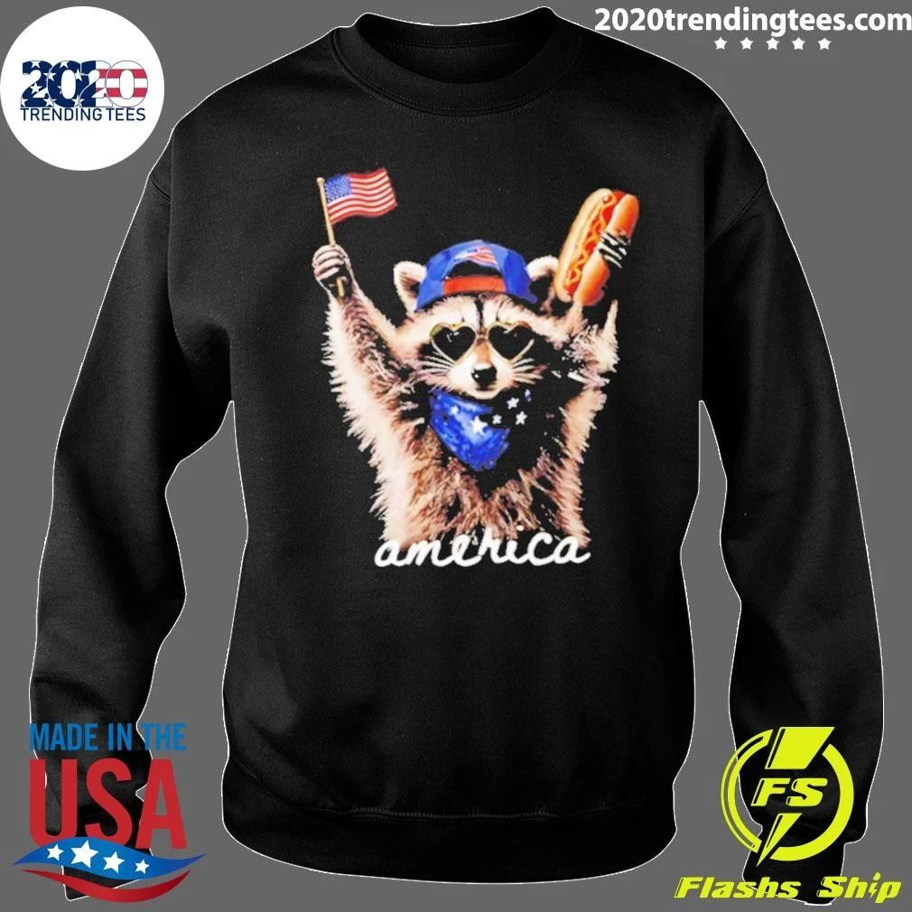 America Raccoon Hot Dog 4th Of July Shirt