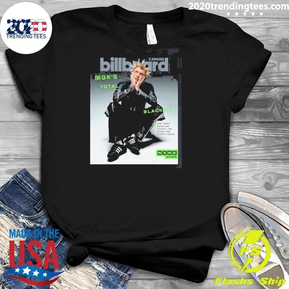Machine Gun Kelly MGK On The Cover Of Billboard Canada 2026 MGK’s Total Blackout Shirt