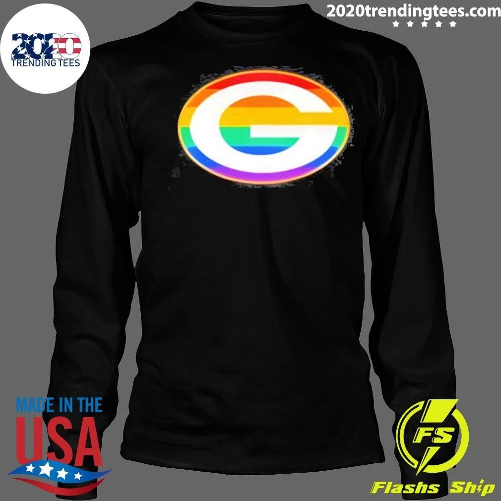 Green Bay Packers Rainbow Pride Fan Gear With G Logo Football Sports Team Shirt