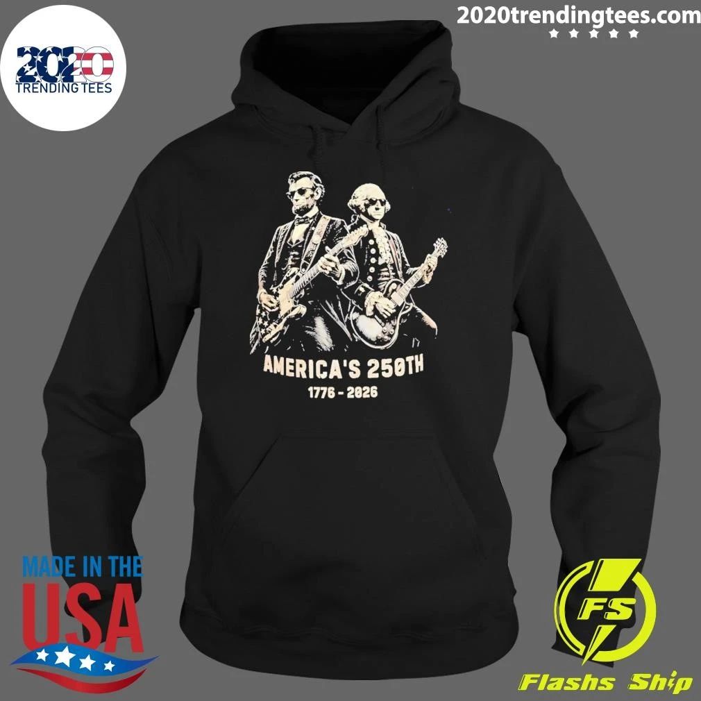 George Washington Lincoln Playing Guitar Funny 4th Of July 1776-2026 Shirt