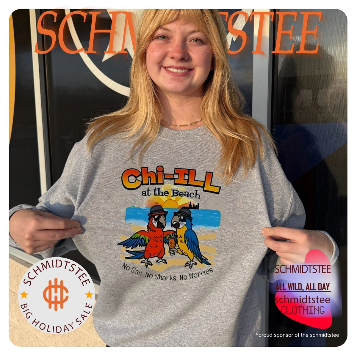 Parrots Chil-Ill at the Beach illustration shirt