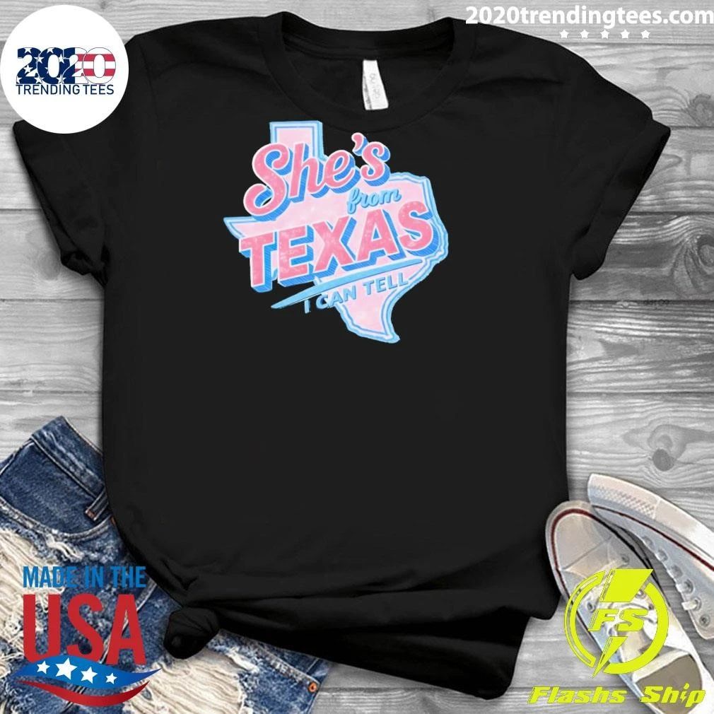 Map USA 2026 She’s From Texas I Can Tell Texas Vintage Shirt