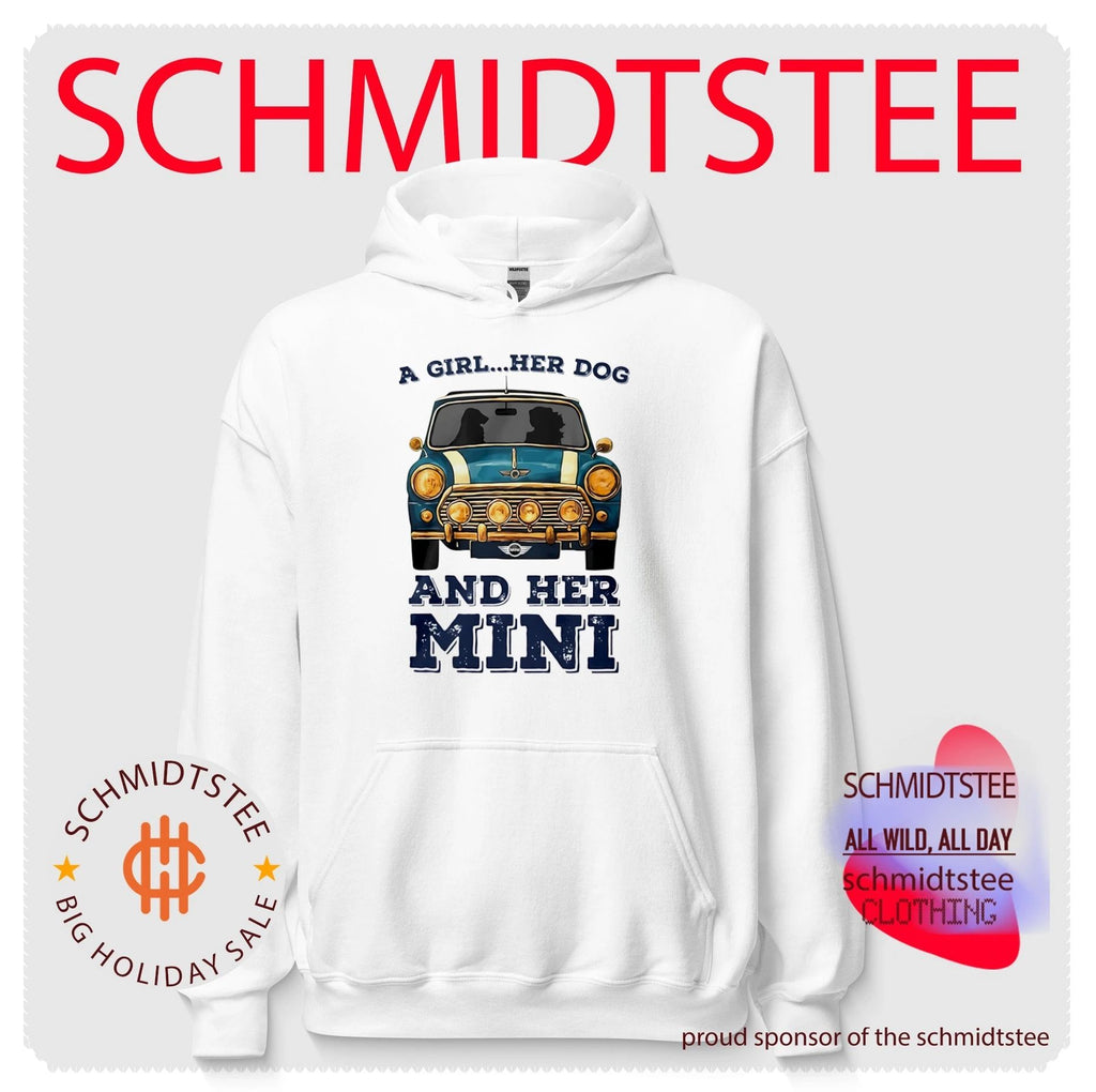 A girl and her dog and her mini car shirt