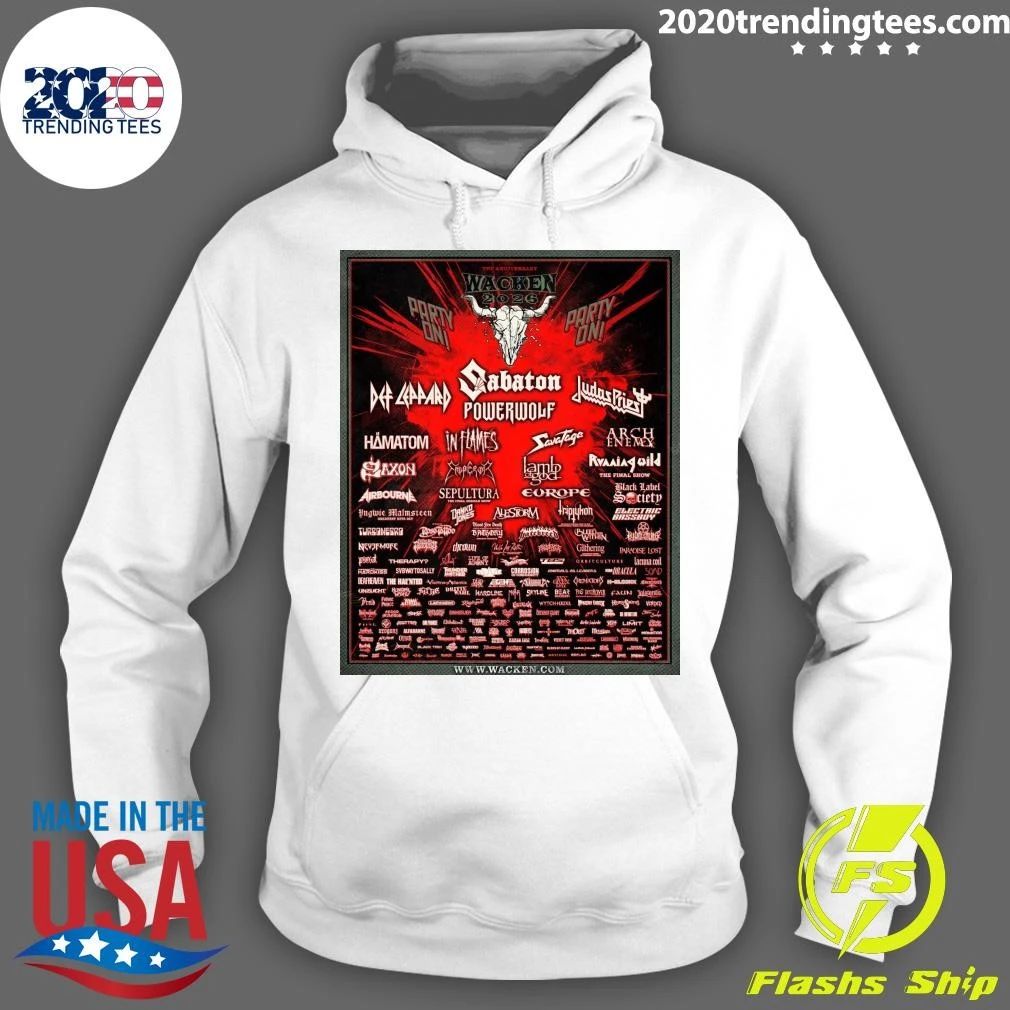 Wacken Open Air 2026 Festival The Anniversary Full Lineup In Wacken Germany From July 29 To August 1 2026 Shirt