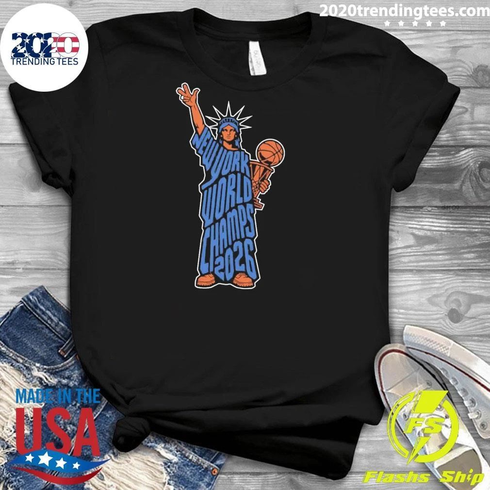 The Statue Of Liberty Holding A Basketball Trophy Ny 2026 Champs Shirt