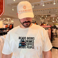 Reads books drinks coffee avoids people graphic shirt