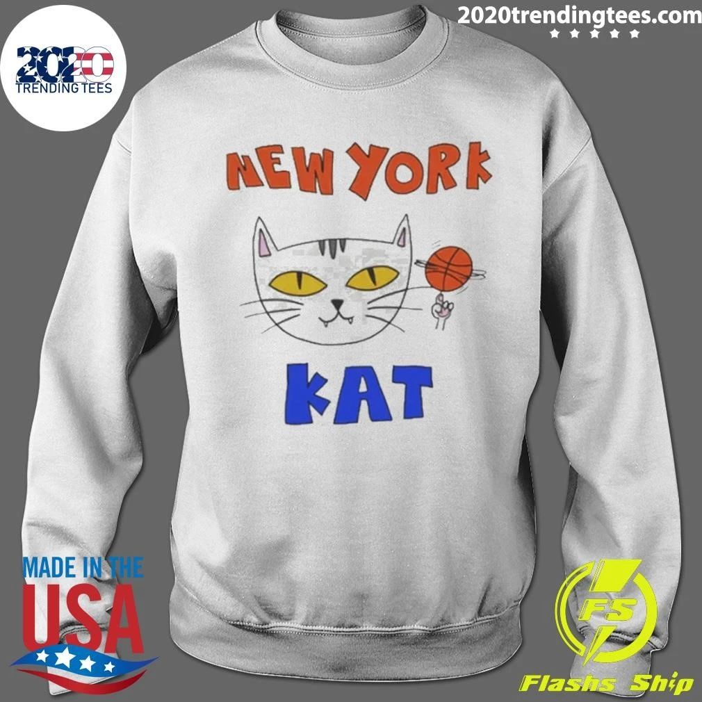 Basketball Cat Gray Feline New York Kat Fun Apparel Funny Shirt