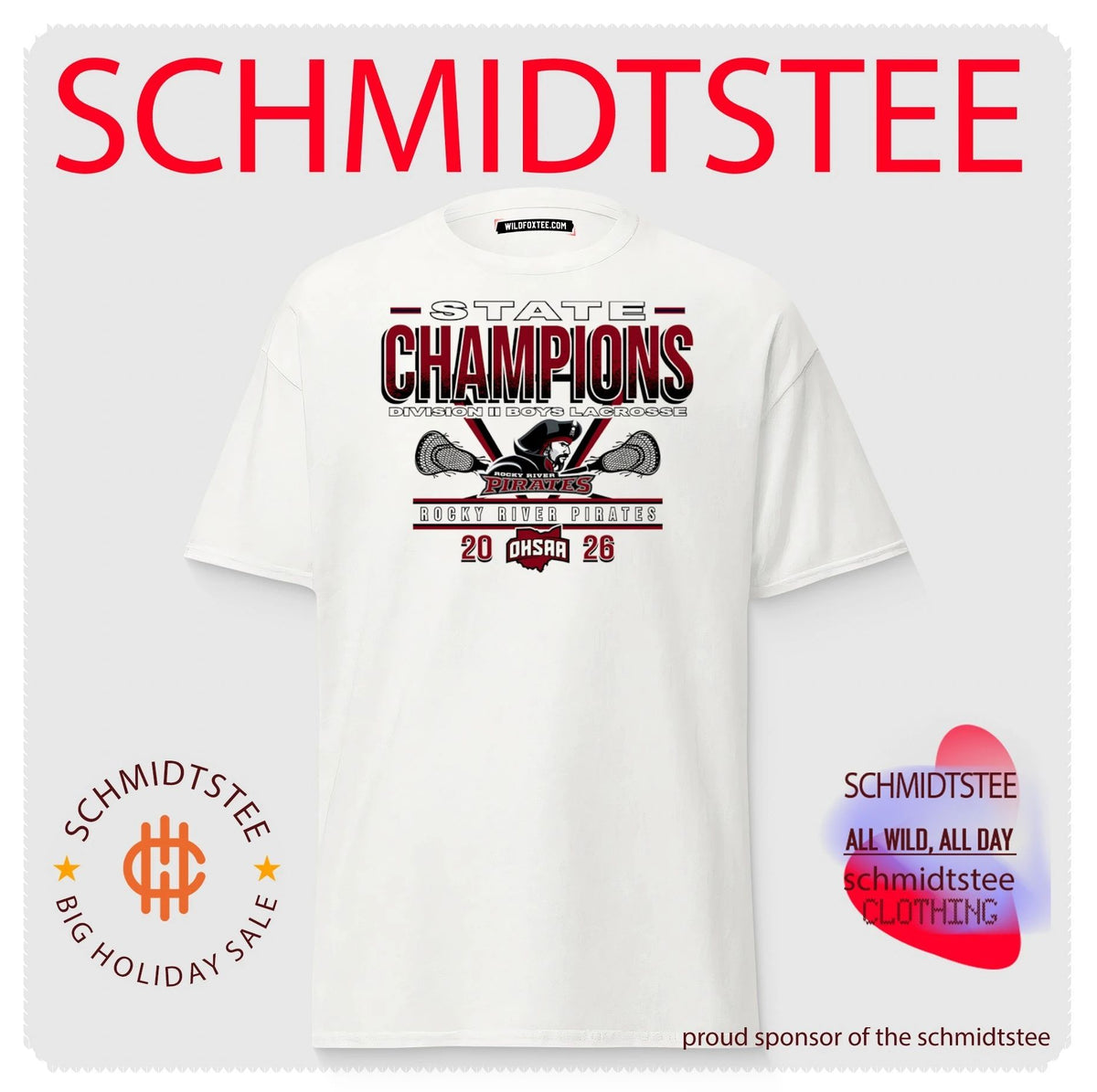 Rocky River Pirates 2026 OHSAA Boys Lacrosse D2 State Champions shirt