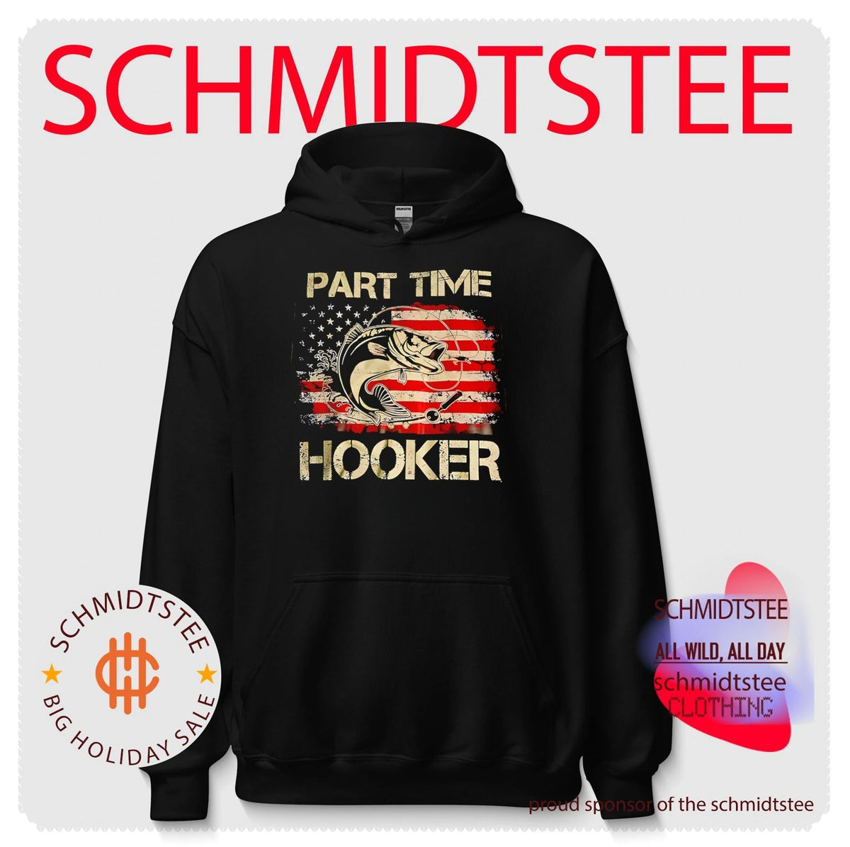 Part Time Hooker Fishing American Flag fisherman shirt