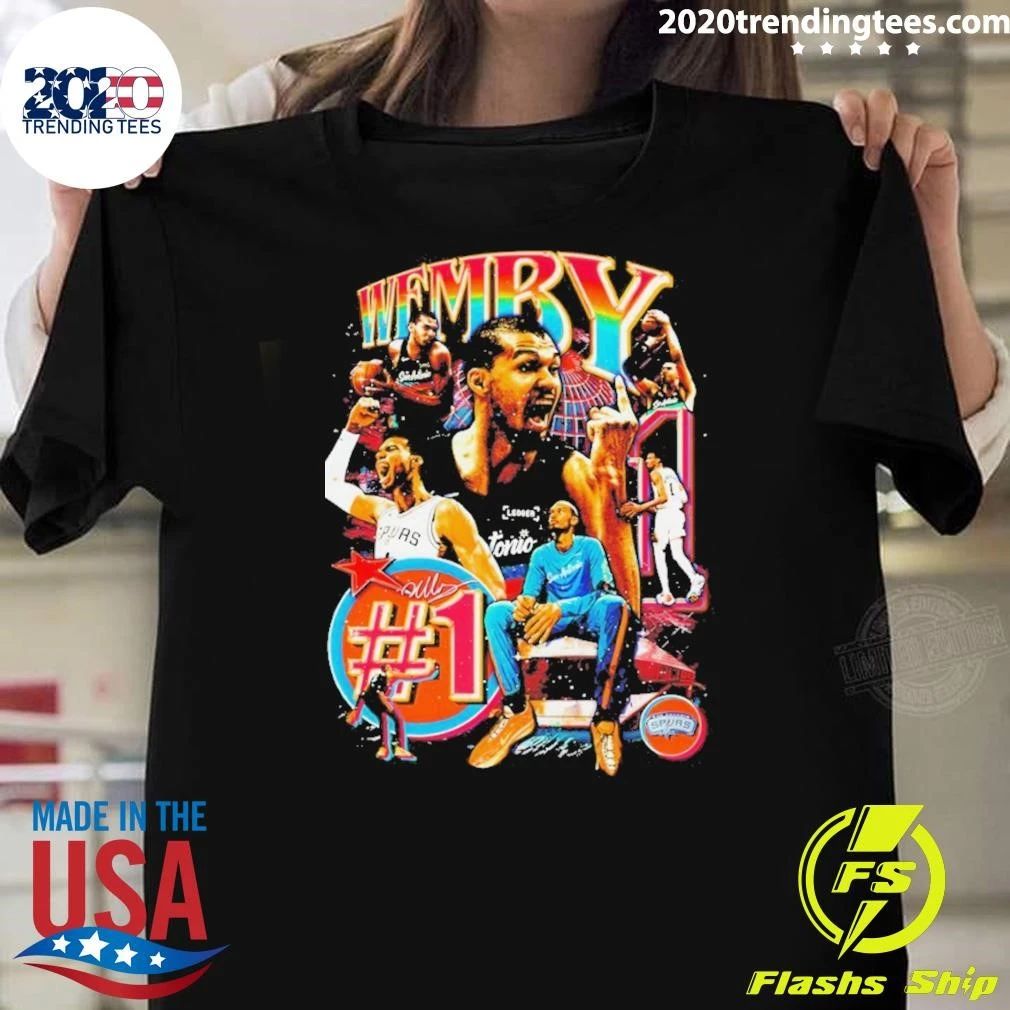 Wembanyama #1 San Antonio Spurs Basketball Nba Graphic Vintage Shirt