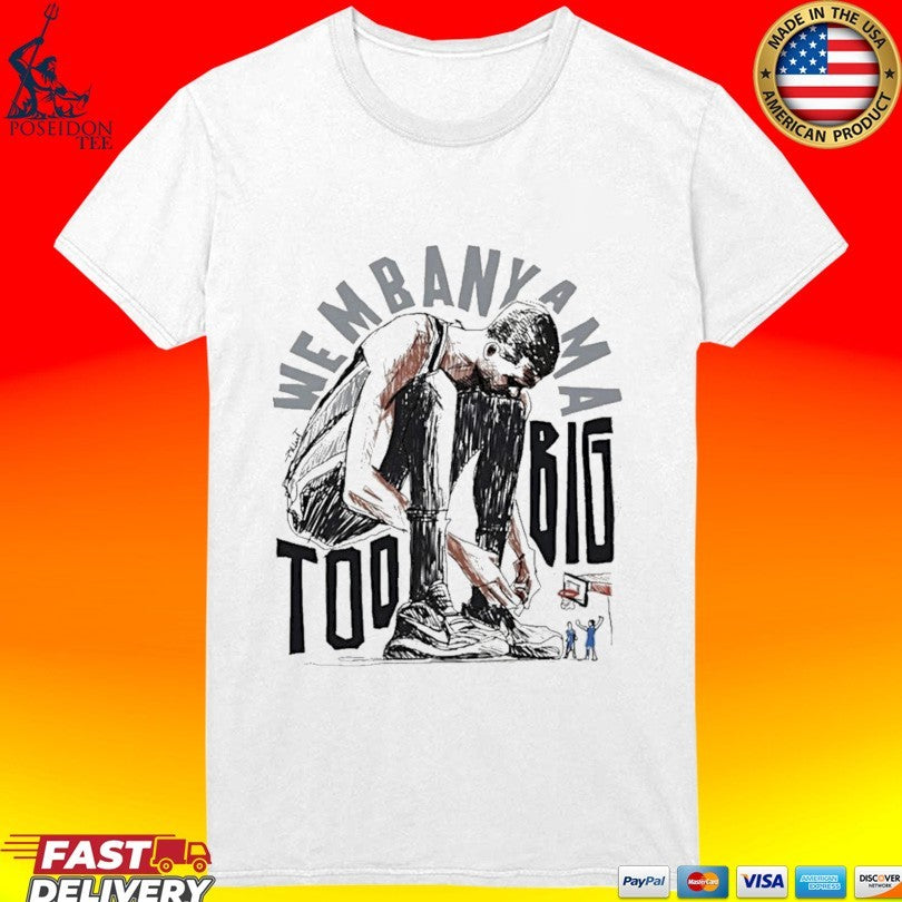 Victor Wembanyama San Antonio Spurs Basketball Too Big Art Cartoon T-shirt