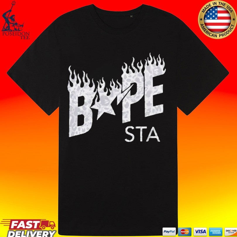Wild Leopard Pattern Bape Sta Logo Relaxed Fit T-shirt
