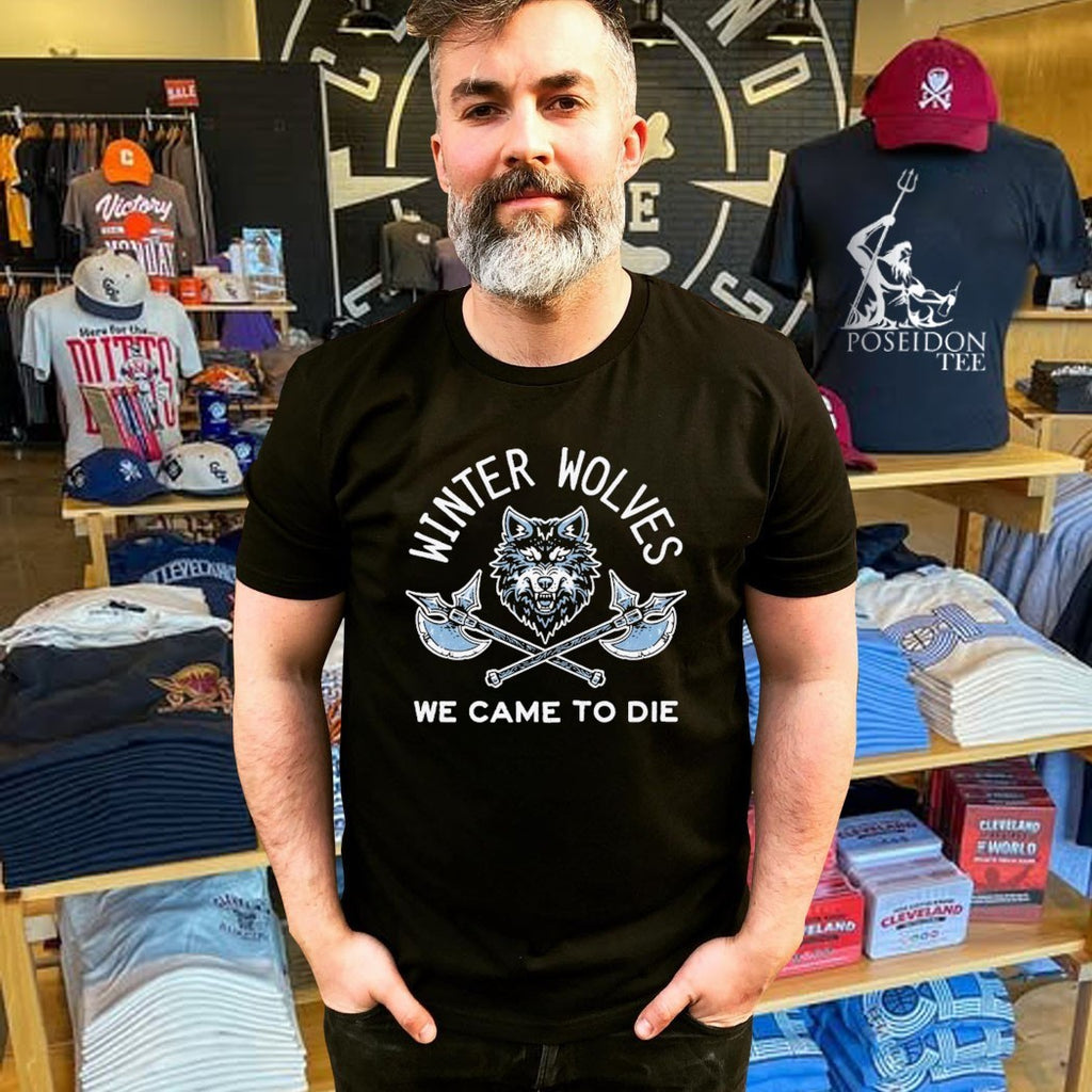 Winter Wolves We Came To Die Wolf Battle Axe T-shirt