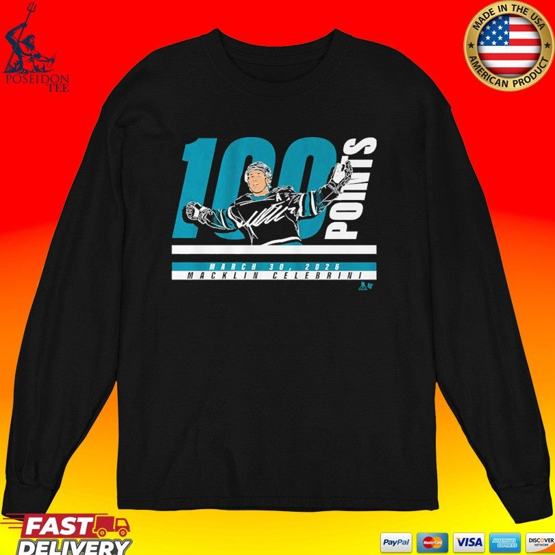 Macklin Celebrini 100 Points March 30 2026 T-shirt