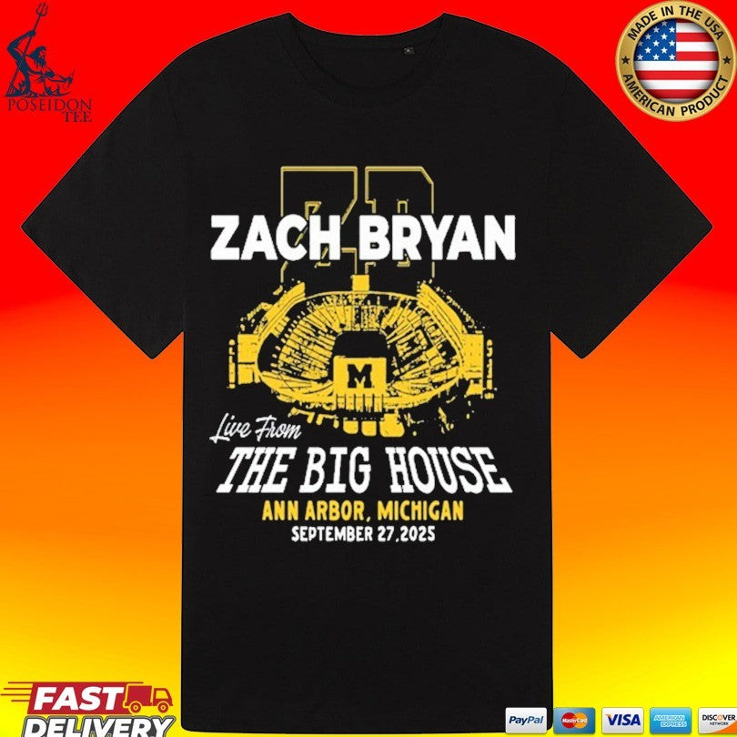Zach Bryan The Big House Ann Arbor Michigan Wolverines September 27 2025 T-shirt
